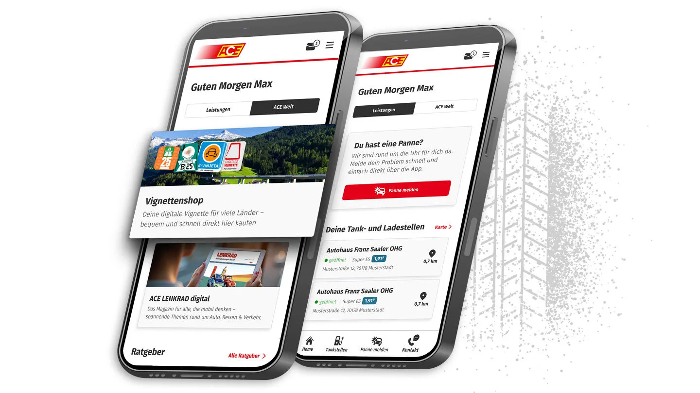 Die ACE App in neuem Design